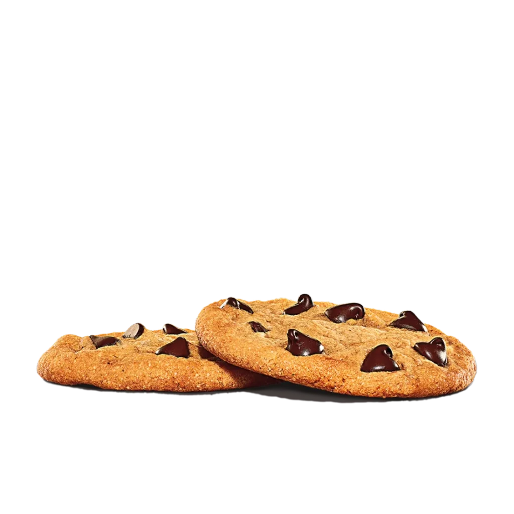 2 Chocolate Chip Cookies from Burger King two warm and chewy cookies loaded with chocolate chips