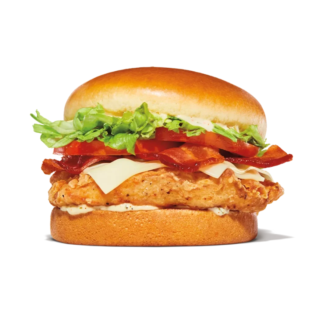 Bacon and Swiss Royal Crispy Chicken from Burger King with crispy chicken topped with bacon and Swiss cheese