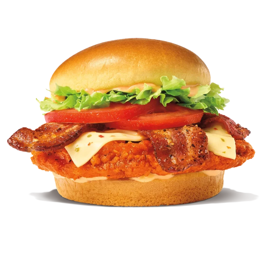 Fiery Bacon Royal Crispy Chicken from Burger King with a spicy kick and crispy bacon on a tender chicken sandwich