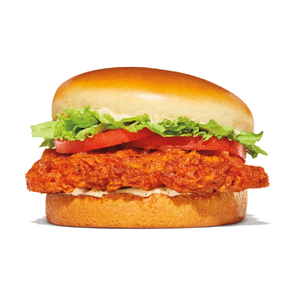 Fiery Royal Crispy Chicken from Burger King with a spicy seasoning on a crispy chicken fillet sandwich