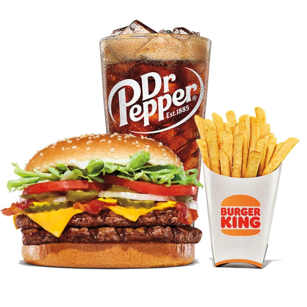 Texas Double Whopper Meals from Burger King with a double layer of beef patties and Texas-style toppings served with sides and a drink