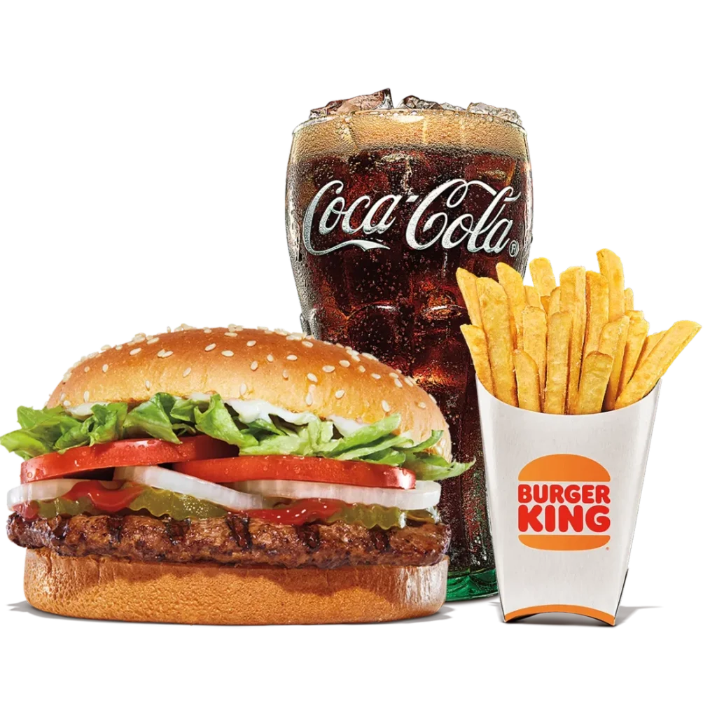 Whopper Meals from Burger King featuring the iconic Whopper burger served with your choice of sides and a drink